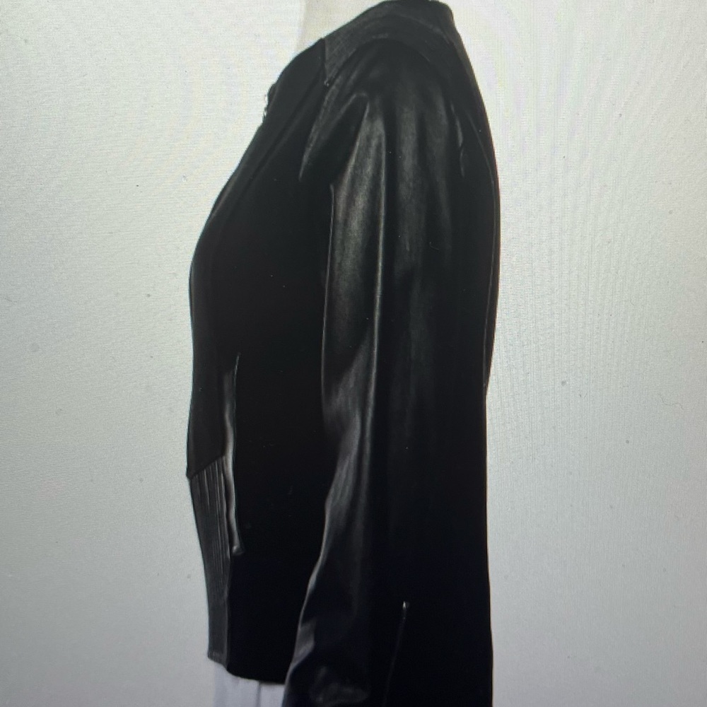 Anne Fontaine Lambskin jacket,‎ black, collarless, slit pockets, zip closure s M - Picture 2 of 4